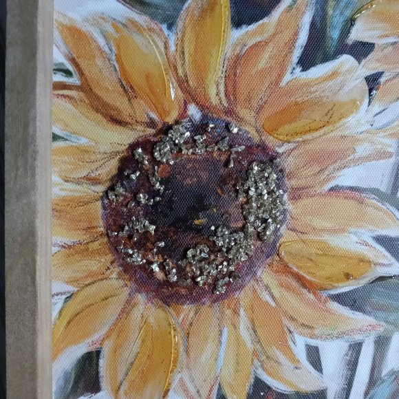 NEW Wall Art Set of 2 Framed CANVASES, 10"w x 20"h each, BOLD YELLOW SUNFLOWERS - Picture 5 of 5